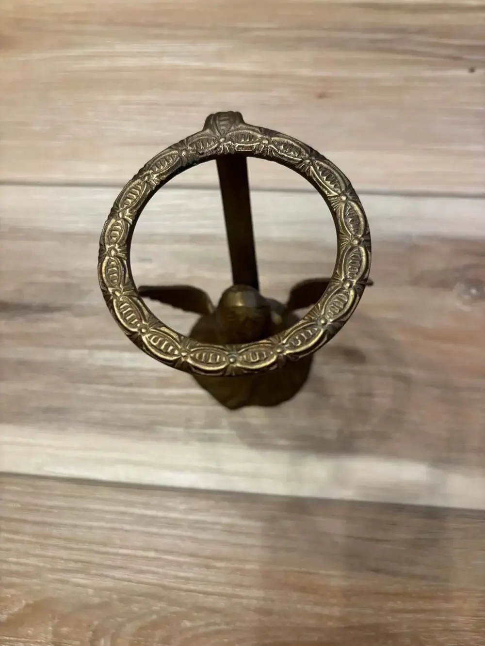 Vintage Brass Angel Halo Candle or Orb Holder Playing Harp